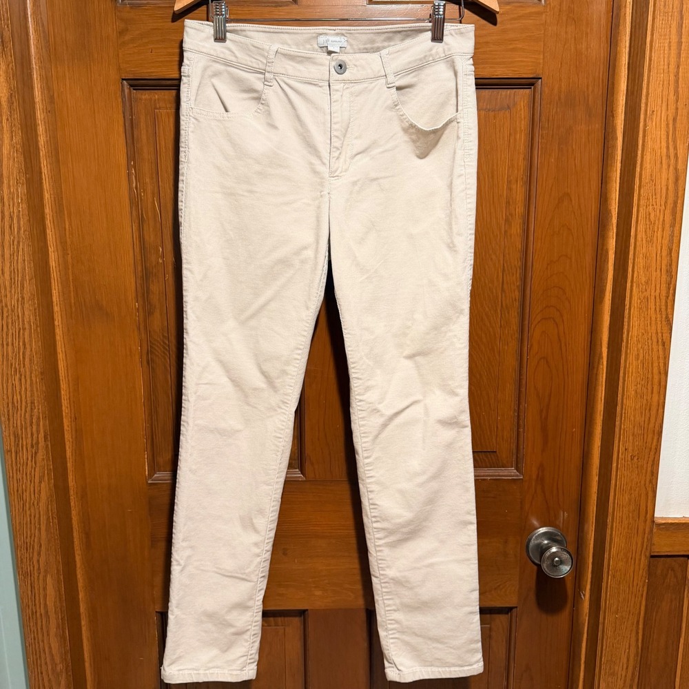 J. Jill Corduroy Pants Womens 8 Beige Cream Straight Leg Five Pocket Casual Soft
